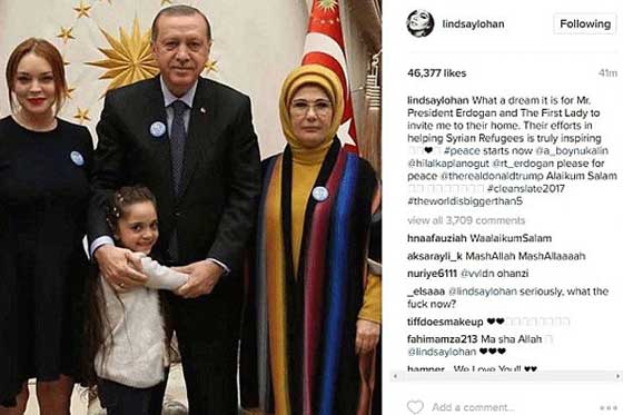زيارة النجمة ليندسي لوهان للرئيس التركي اردوغان مرتين تثير تساؤلات! صورة رقم 3