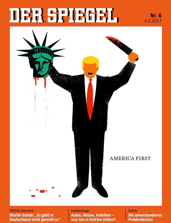 مجلة ألمانية تثير الجدل بعد نشرها رسماً كاريكاتورياً لترامب صورة رقم 1