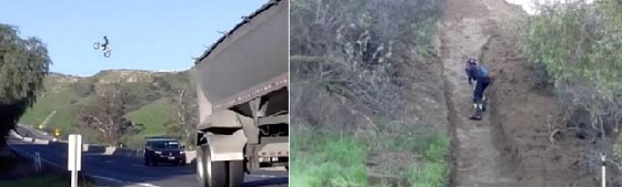 فيديو مذهل: راكب دراجة في الطريق السريع (يطير) فوق رؤوس السائقين المصدومين! صورة رقم 2