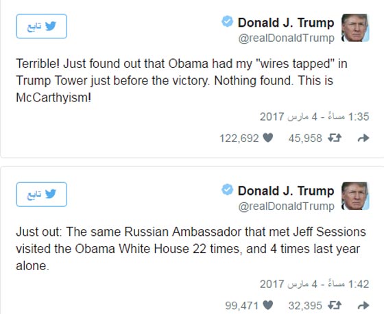 فضيحة جديدة في البيت الابيض: ترامب يتهم اوباما بالتنصّت على هاتفه صورة رقم 1