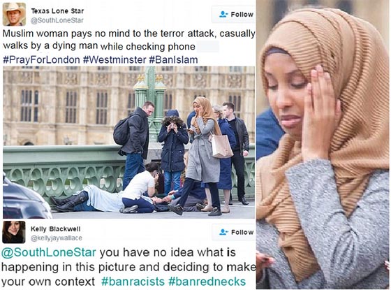 موجة غضب من ملتحي يلتقط سيلفي ومحجبة غير عابئة بهجوم لندن صورة رقم 3