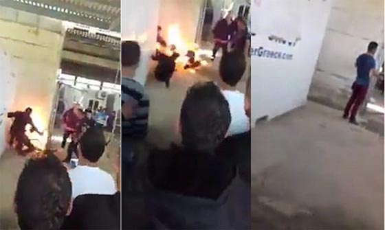  لاجئ سوري شاب يشعل النار في جسده في معسكر للاجئين باليونان.. فيديو صورة رقم 1