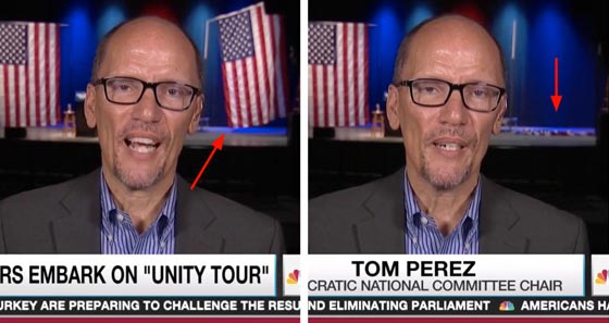 العلم الأمريكي سقط حين ذكر اسم هيلاري كلينتون صورة رقم 1