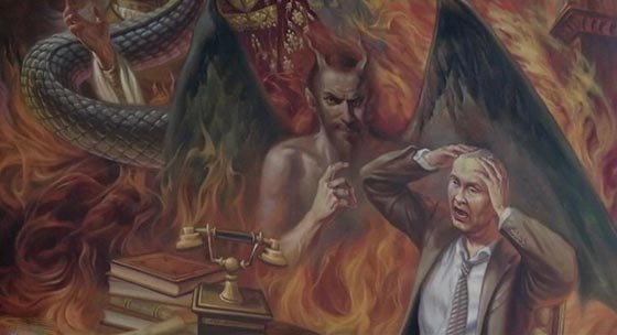 أوكرانيا: رسم في كنيسة يصور الرئيس الروسي بوتين يوم القيامة صورة رقم 1