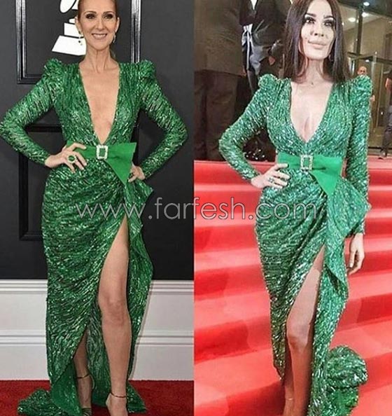  صور نادين نجيم ترتدي نفس فستان سيلين ديون.. أيهما أجمل؟ صورة رقم 1