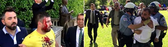 اردوغان يتفرّج على اعتداء رجال امن سفارته على محتجين اتراك.. فيديو صورة رقم 1