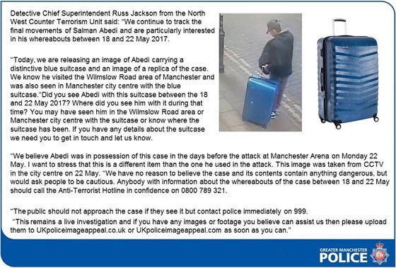 حقيبة كبيرة كانت بحوزة منفذ هجوم مانشستر تثير الرعب.. اين اختفت؟ صورة رقم 2
