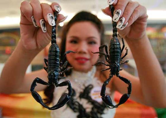  صور وفيديو مذهل! تايلانديه تسمح للعقارب والحشرات السامة بالزحف على وجهها وتضعها في فمها! صورة رقم 7