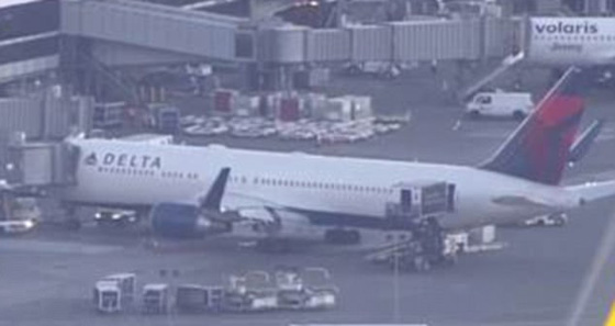 عناصر طاقم دلتا ايرلاينز يحطمون زجاجة نبيذ على راس راكب لكم مضيفة! صورة رقم 3