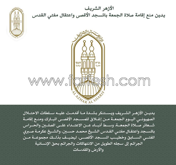 الازهر يحذر اسرائيل من غضب اسلامي اذا استمر اغلاق الاقصى صورة رقم 5