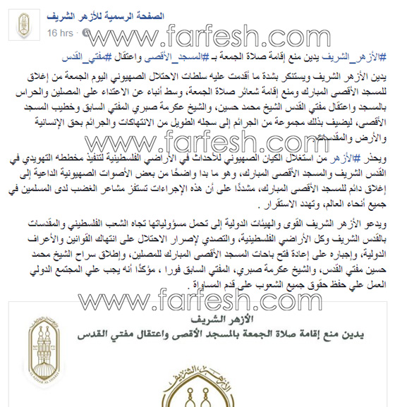 الازهر يحذر اسرائيل من غضب اسلامي اذا استمر اغلاق الاقصى صورة رقم 4