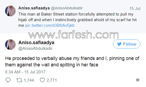 بريطاني يحاول خلع الحجاب عن فتاة مسلمة ويبصق على صديقتها!! صورة رقم 2