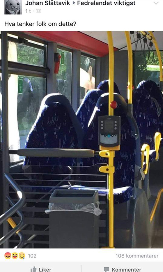 موجة من السخرية  في النرويج على حملة ضد مقاعد سوداء ظنًا أنها نساء مبرقعات صورة رقم 2