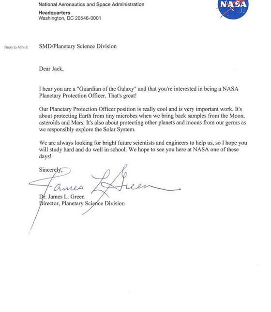 طفل أميركي يقدم لوظيفة حارس الكواكب.. وجاءه الرد من ناسا صورة رقم 3