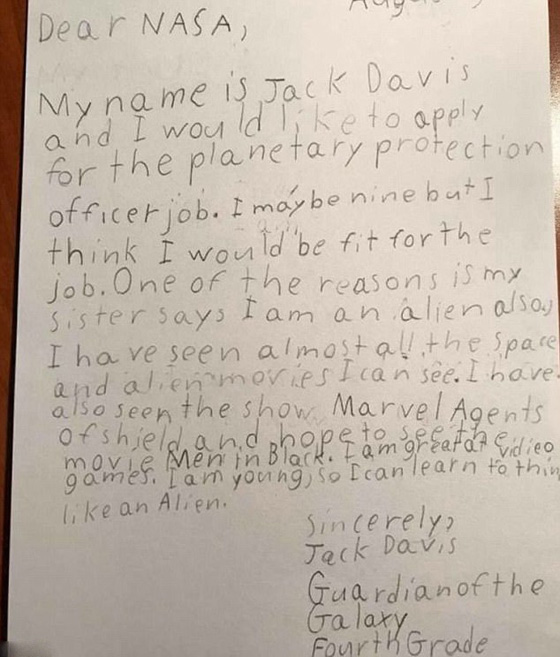 طفل أميركي يقدم لوظيفة حارس الكواكب.. وجاءه الرد من ناسا صورة رقم 2