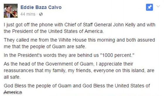 سكان جزيرة غوام يتضرعون الى الله ليحنن قلب الزعيم الكوري وترامب يطمأنهم صورة رقم 1