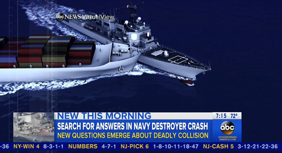 فقدان 10 بحارة اميركيين اثر اصطدام مدمرتهم بناقلة نفط في سنغافورة صورة رقم 12