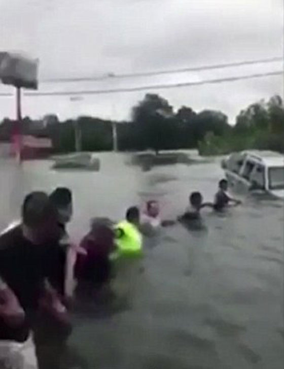 فيديو وصور.. سلسلة بشرية لانقاذ رجل مسن جرفته مياه الفيضانات صورة رقم 2