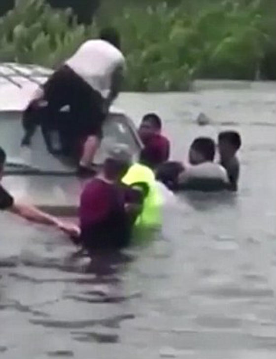 فيديو وصور.. سلسلة بشرية لانقاذ رجل مسن جرفته مياه الفيضانات صورة رقم 4