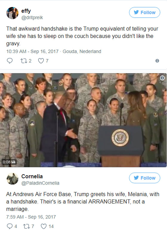 الرئيس الأمريكي دونالد ترامب  يهين زوجته ميلانيا على العلن.. فيديو صورة رقم 12