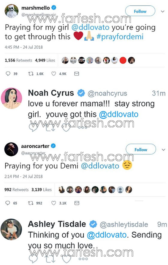 نقل ديمي لوفاتو إلى المستشفى بسبب جرعة زائدة من الهيروين والمشاهير يصلون من أجلها! صورة رقم 26
