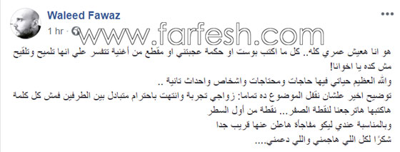 ماذا قال وليد فواز لجميع من هاجمه لانفصاله عن مي سليم؟ صورة رقم 1