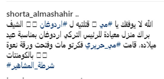 مي حريري نعت أردوغان يوم ميلاده، والمُعلقون يسخرون! خطأ كارثي! صورة رقم 6
