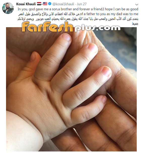فيديو قصي خولي يتحدث عن ابنه العميد لأول مرة ويغيّر الحفاض صورة رقم 3