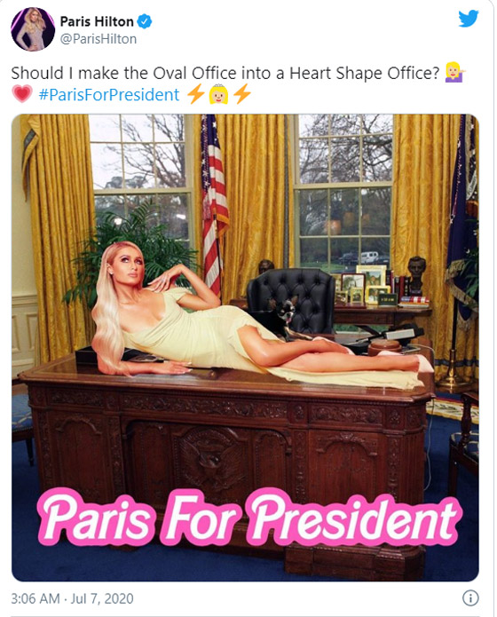 باريس هيلتون تعلن ترشحها لانتخابات الرئاسة الأمريكية 2020 صورة رقم 2
