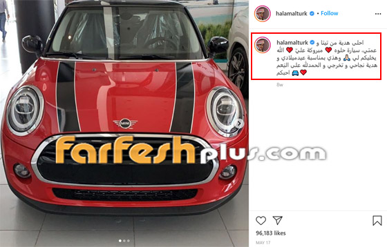 صور: حلا الترك تتلقى سيارة هدية من جدتها بسعر 23 ألف دولار صورة رقم 1