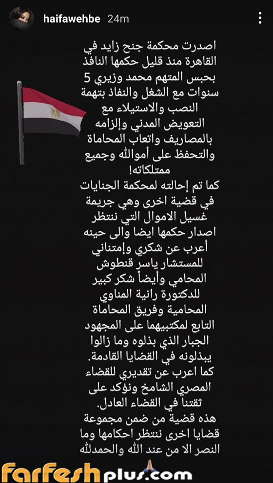 أول تعليق لهيفاء وهبي على حكم حبس محمد وزيري 5 سنوات بتهمة نصبها صورة رقم 1