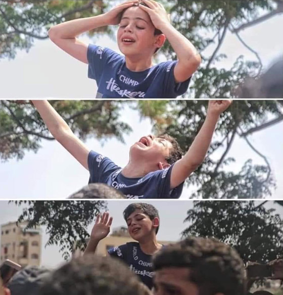 فيديو مؤثر لطفل فلسطيني يبكي ويوّدع والده الذي قُتل بقصف إسرائيلي! صورة رقم 1