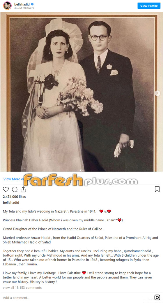فيديو وصور: بيلا حديد بالكوفية في مظاهرة دعما لفلسطين صورة رقم 2
