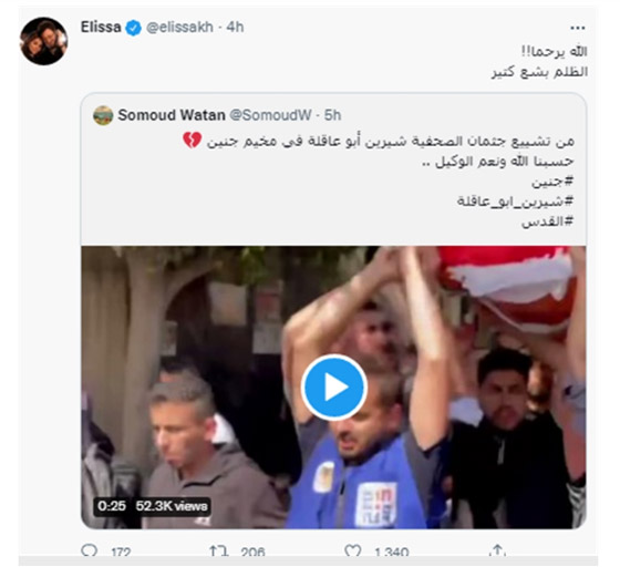نجوم الفن والإعلام ينعون الصحفية الفلسطينية شيرين أبو عاقلة.. استشهدت أثناء عملها  صورة رقم 3