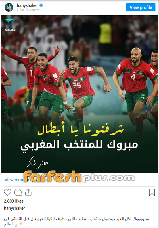 عملوها الأسود وصنعوا التاريخ.. النجوم يحتفلون بفوز المغرب على البرتغال صورة رقم 3