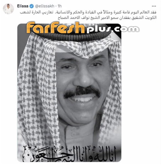 ‏النجوم ينعون الشيخ نواف الأحمد.. بينهم إليسا، أصالة، أنغام ومحمد رمضان صورة رقم 2