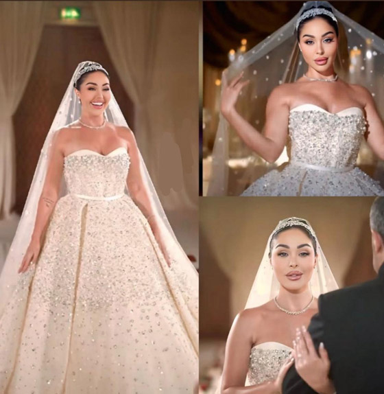  هيا كرزون شقيقة ديانا كرزون بإطلالة ملكية في حفل زفافها على رجل الأعمال عمر الكيكي صورة رقم 6