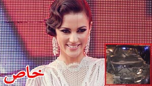 نجاة الفنانة التونسية درة من حادث تصادم أليم وتحطم سيارتها بالكامل