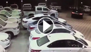  فيديو يظهر رجلا يسرق سيارة بي ام دبليو من معرض سيارات