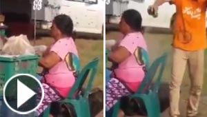 رد فعل غريب لامرأة تعرضت لهجوم شرس من اسراب النحل.. فيديو