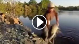 مفاجأة غير سارة اعدتها هذه السمكة للصياد.. شاهد الفيديو
