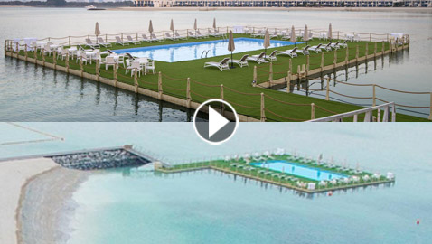 بالفيديو.. تعرفوا على أول حوض سباحة عائم في دبي