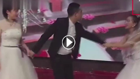 عروس ثانية تقتحم الزفاف والعريس في موقف لا يحسد عليه.. فيديو