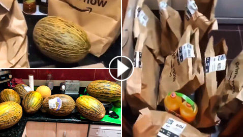 متسوق من أمازون يصاب بنوبة ضحك هستيرية لتسلمه 12 حبة شمام! فيديو
